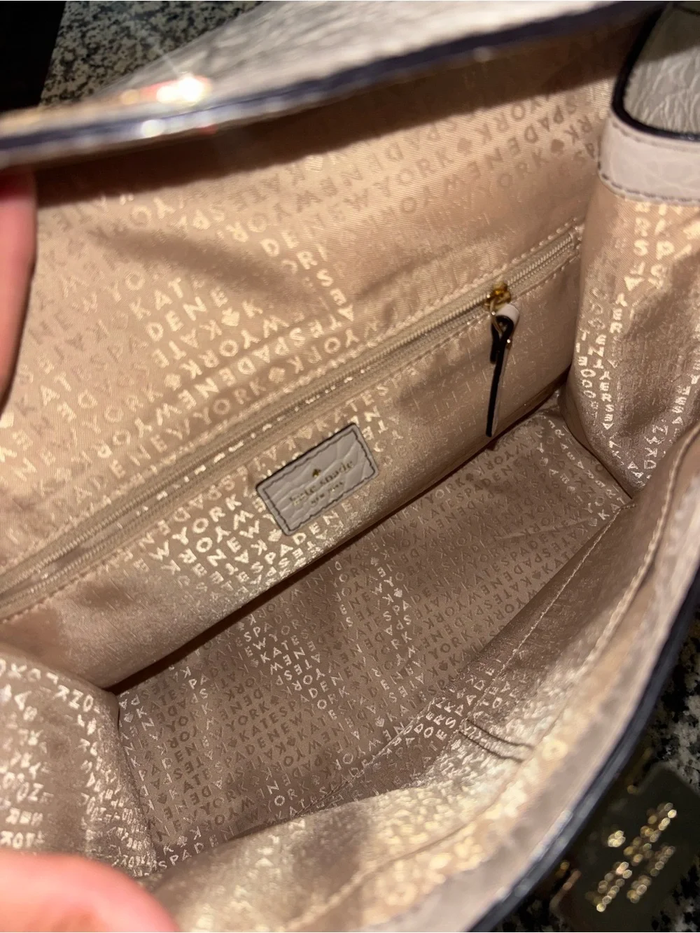Kate Spade Croc-Embossed Leather Handbag | White/Cream | Medium